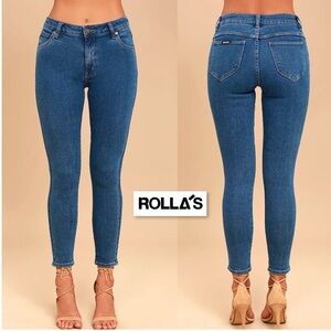 Rolla’s Westcoast Staple Dark Blue Skinny Jeans Size 25 Medium Dark Wash